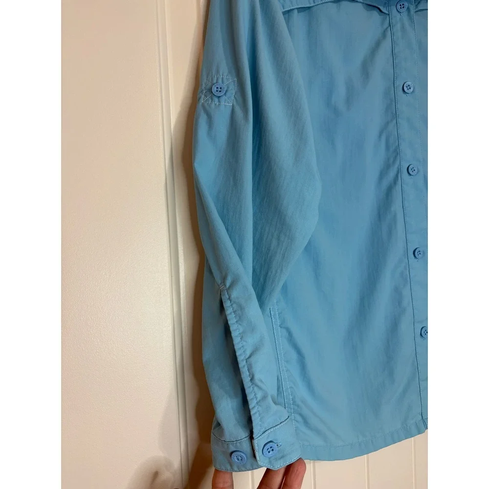 REI Co-op Kids Sahara Long Sleeve Hiking Shirt Blue UPF 50 Girl L 14-16